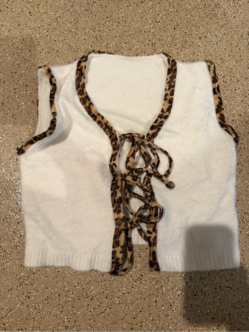 Leopard print tie front vest top